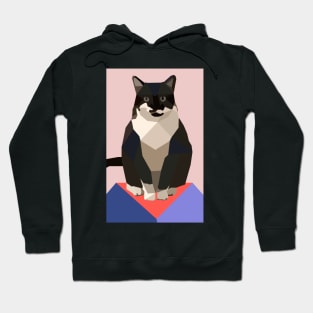 Black and White Geometric Cat Hoodie